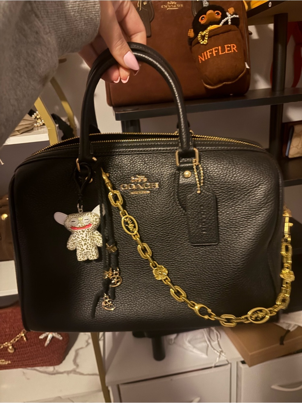 COACH Black Pebbled Leather Large Rowan Satchel. OG style